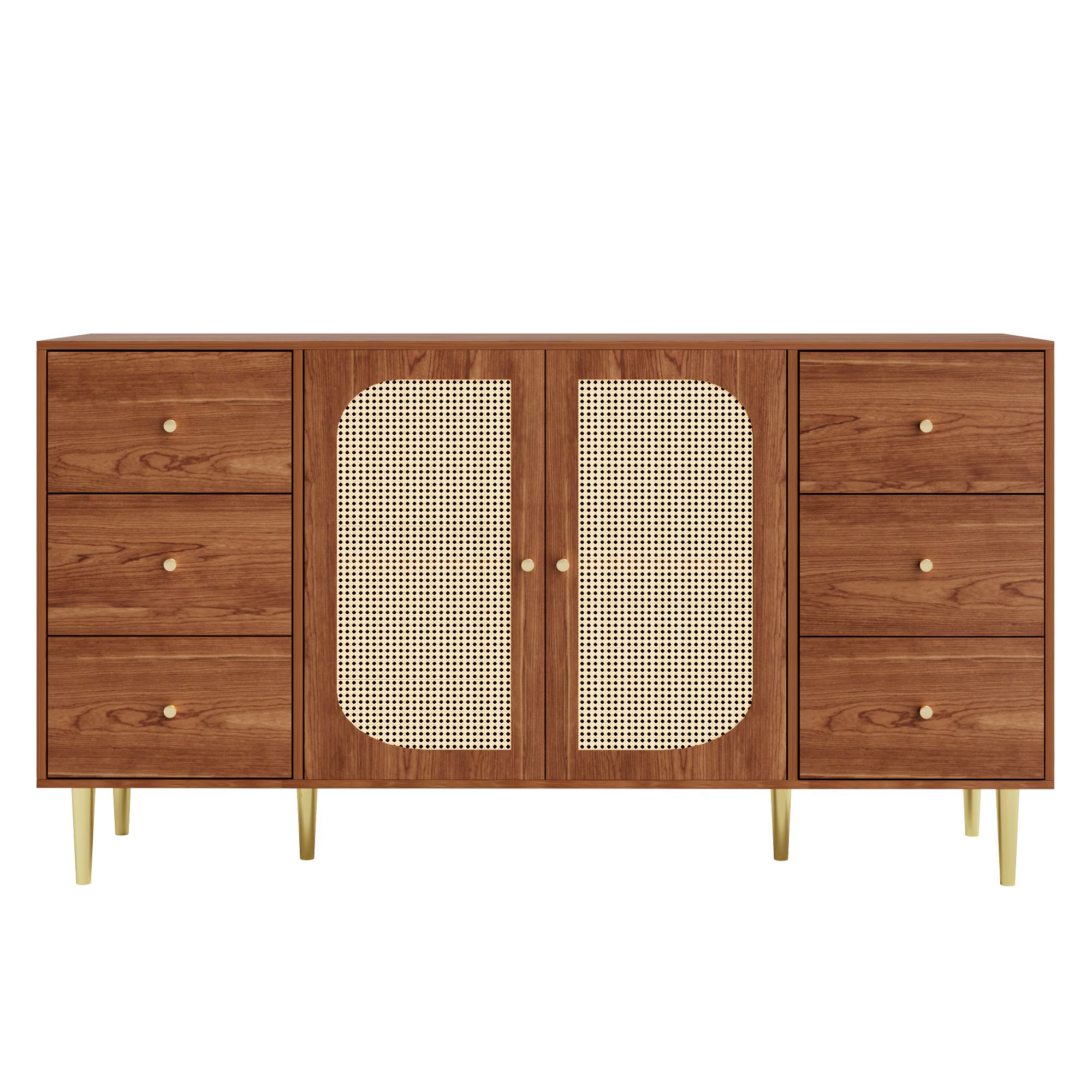 Rattan-Sideboard mit Schubladen, eleganter Aufbewahrungsschrank, 160×40×90 günstig online kaufen