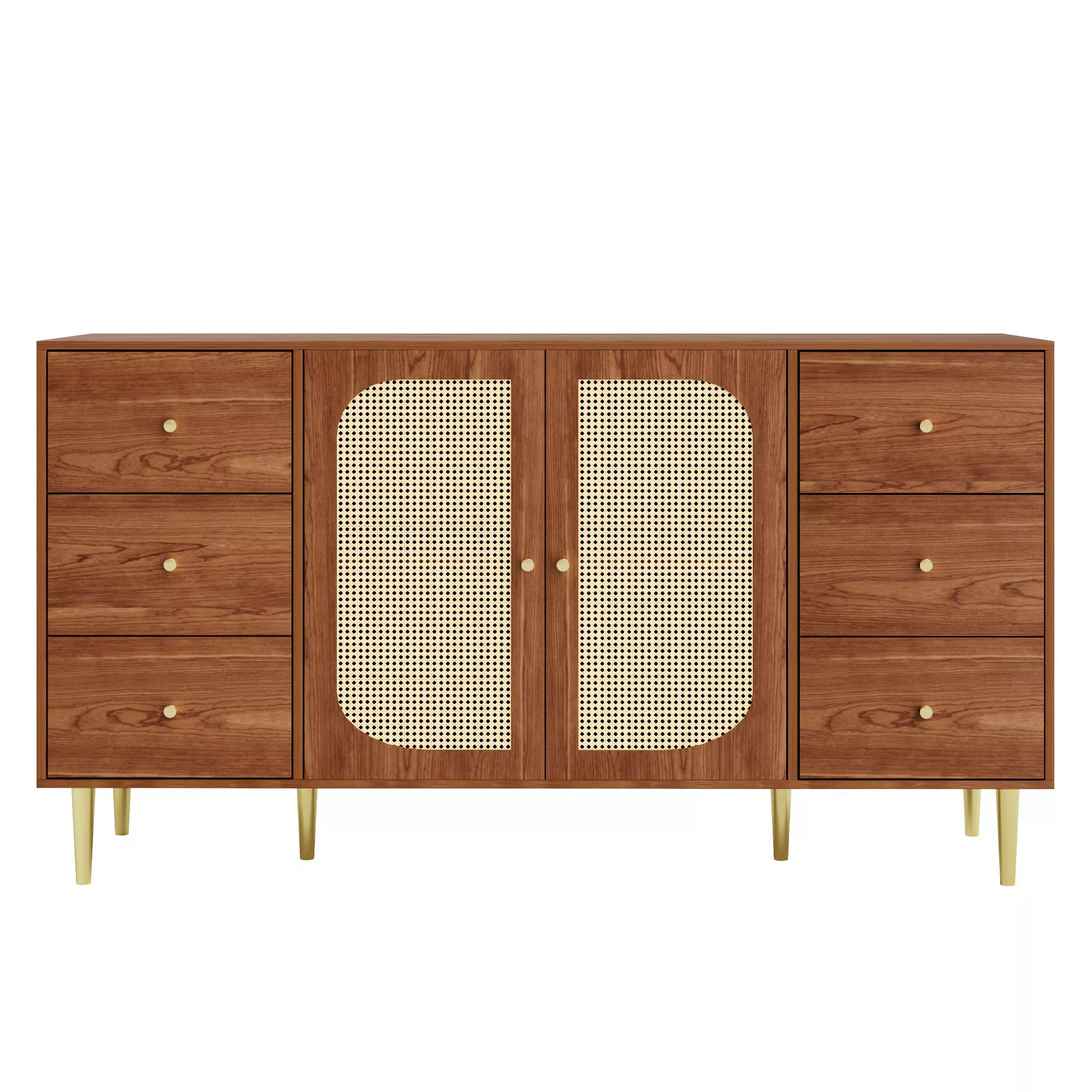 Rattan-Sideboard mit Schubladen, eleganter Aufbewahrungsschrank, 160×40×90 günstig online kaufen