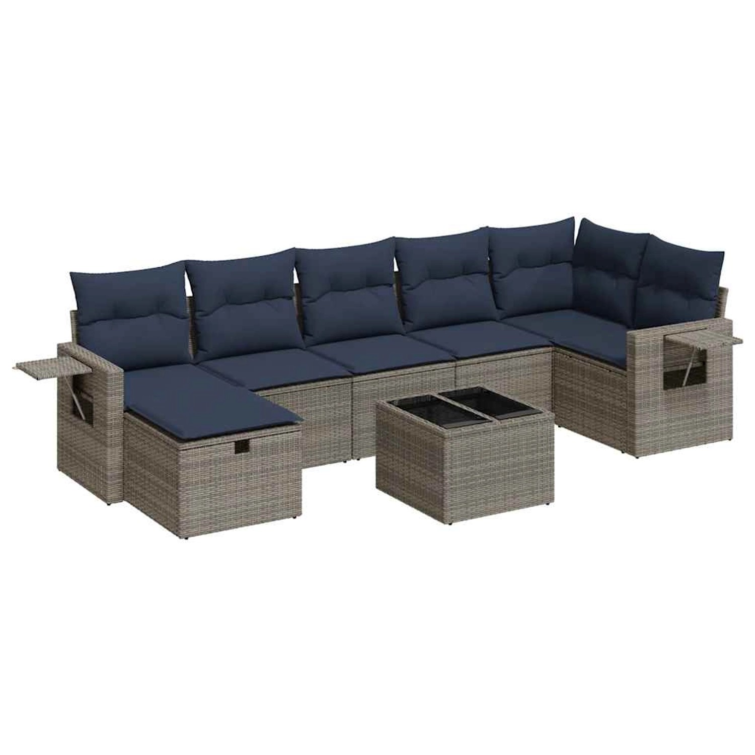 vidaXL 8-Tlg Garten-Sofagarnitur mit Kissen Grau Poly Rattan 3325517 günstig online kaufen