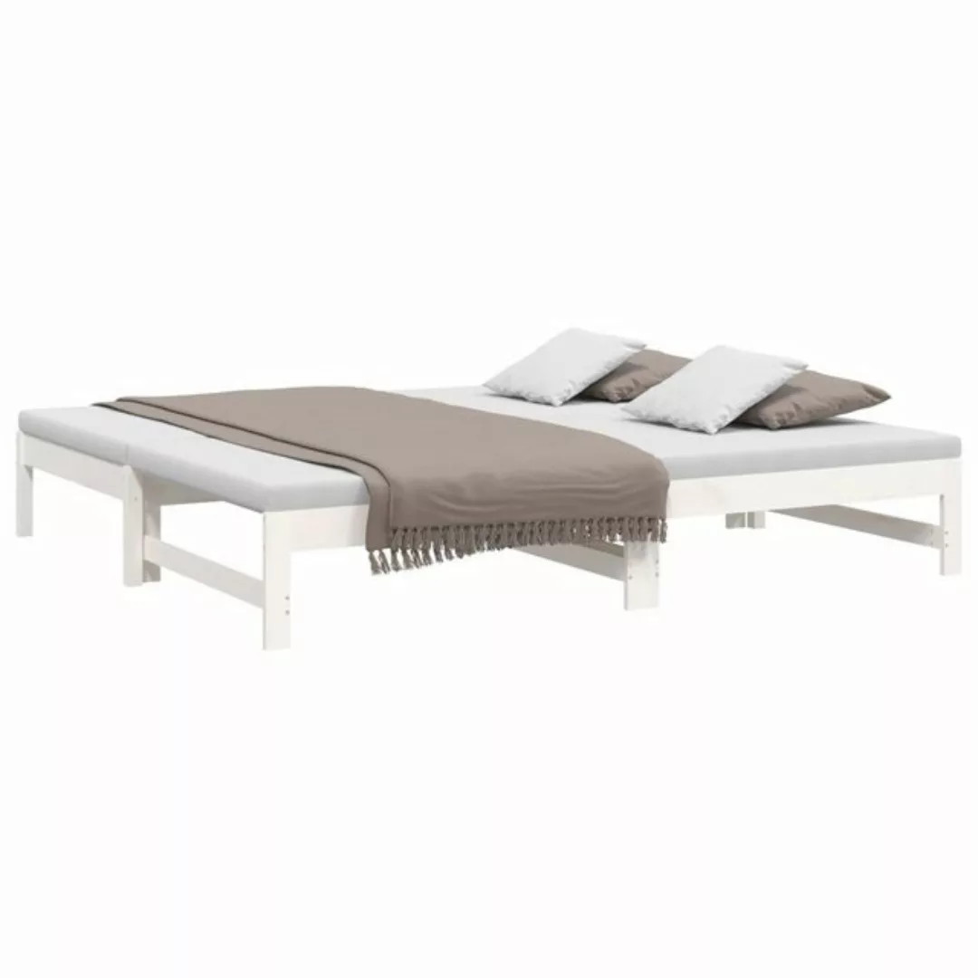 furnicato Bett Tagesbett Ausziehbar Weiß 2x(90x190) cm Massivholz Kiefer (1 günstig online kaufen