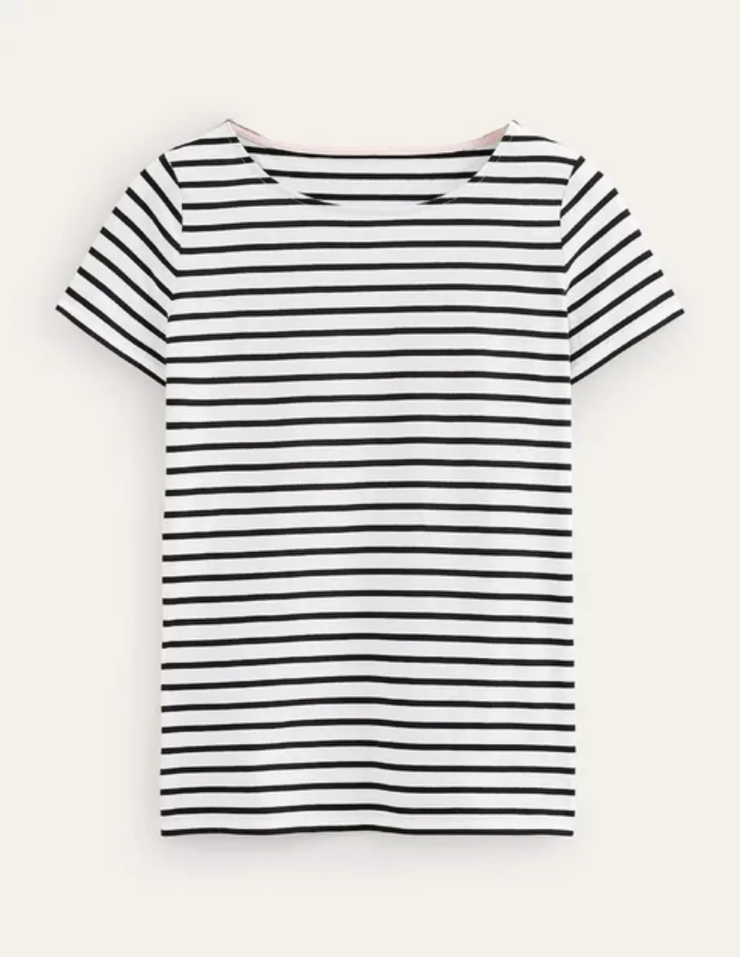 Ella Bretonshirt mit kurzen Ärmeln Damen Boden, Naturweiß, Schwarz günstig online kaufen