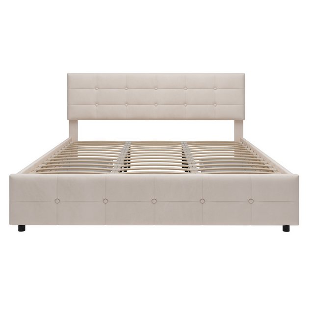 OKWISH Polsterbett Funktionsbett, Doppelbett mit 4 Schubladen 180 x 200 cm günstig online kaufen