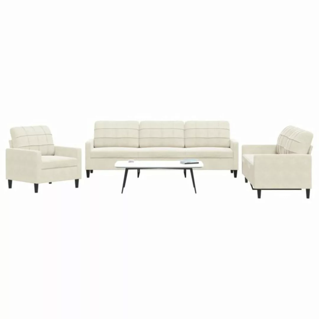 vidaXL Sofa Sofagarnitur mit Kissen Samt, Standard, Creme günstig online kaufen