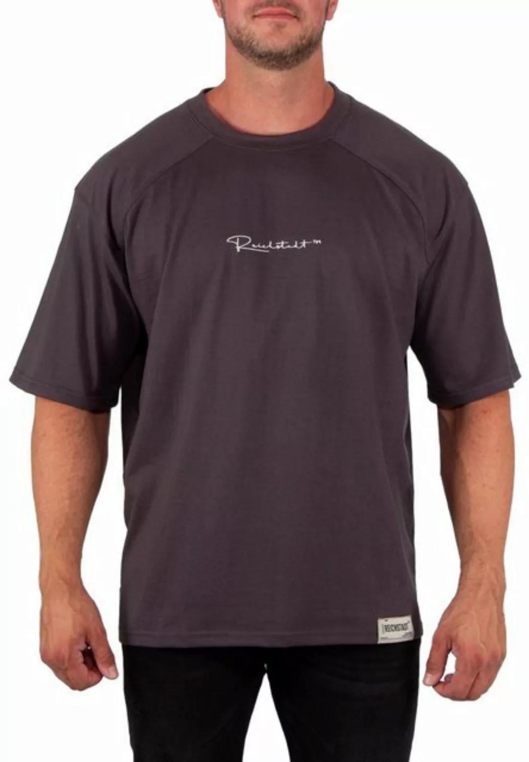 Reichstadt Oversize-Shirt Dark Grey XS mit Stitching auf der Brust günstig online kaufen
