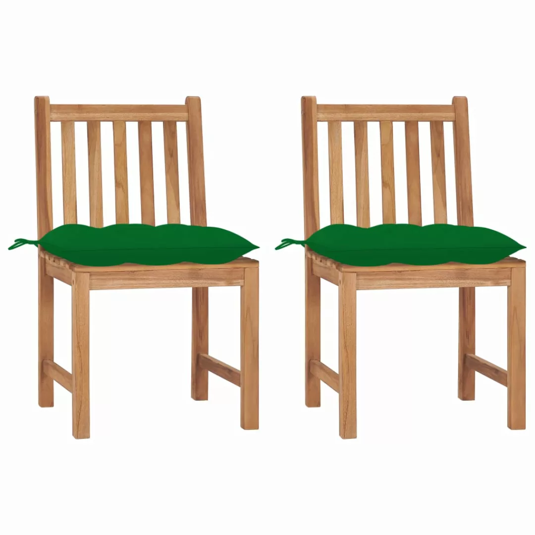 Gartenstühle 2 Stk. Mit Kissen Massivholz Teak günstig online kaufen