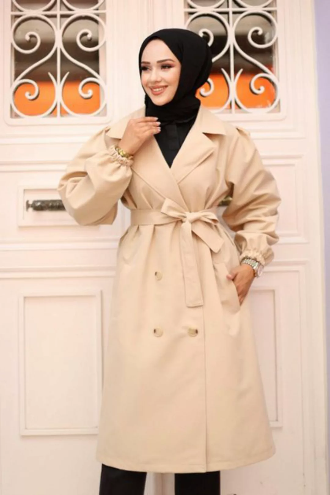 MİSSKAYLE Trenchcoat Gefalteter Schulter Trenchcoat günstig online kaufen