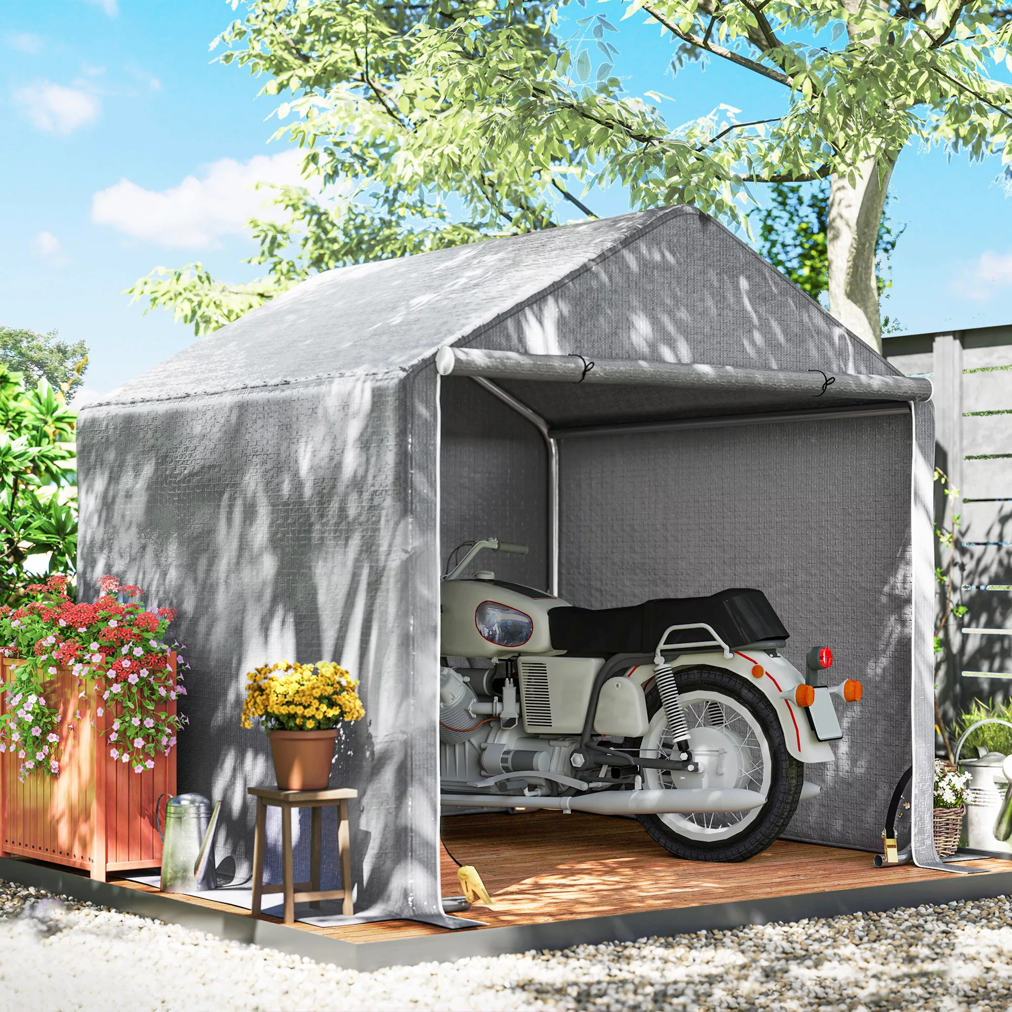 Outsunny Abri de jardin 2 x 2 x 2 m abri vélo extérieur mit feuerverzinktem günstig online kaufen
