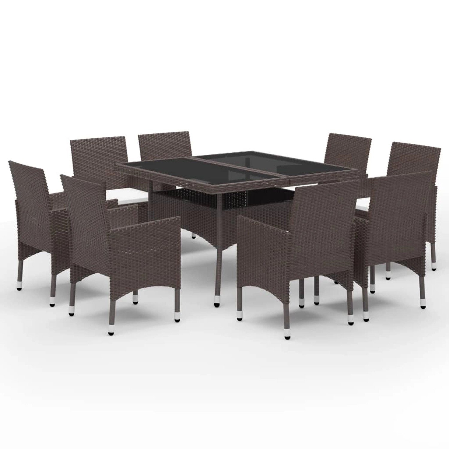 vidaXL 9-Tlg Garten-Essgruppe Poly Rattan und Hartglas Braun 3095895 günstig online kaufen
