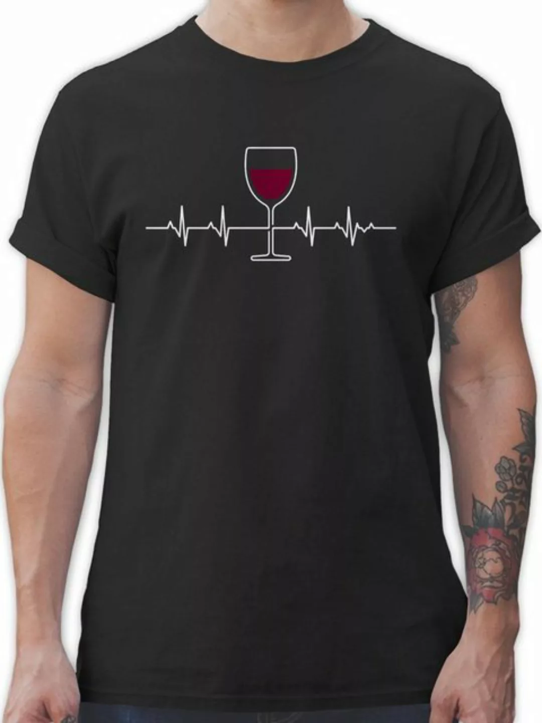 Shirtracer T-Shirt Herzschlag Rotwein Symbol und Zeichen Outfit günstig online kaufen