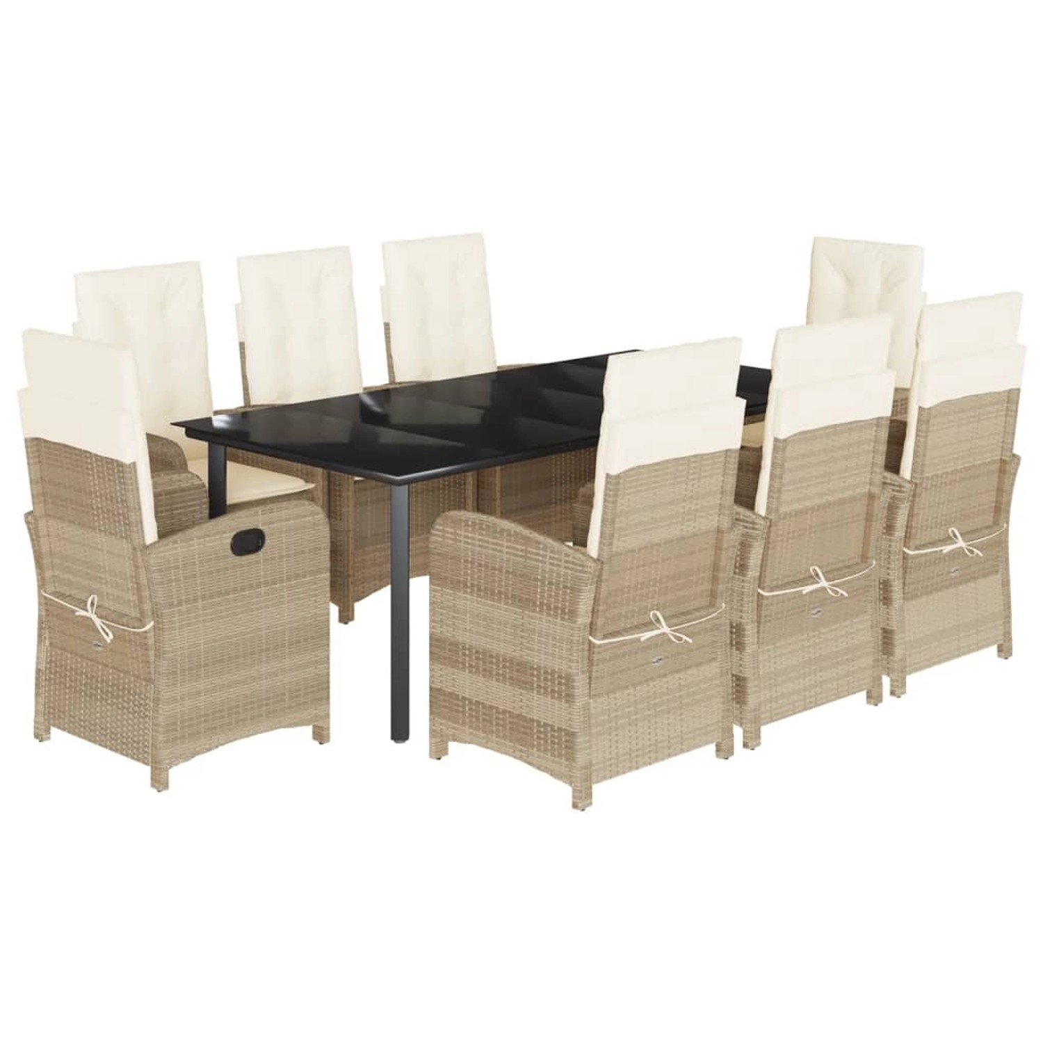 vidaXL 9-Tlg Garten-Essgruppe mit Kissen Beige Poly Rattan 3212388 günstig online kaufen