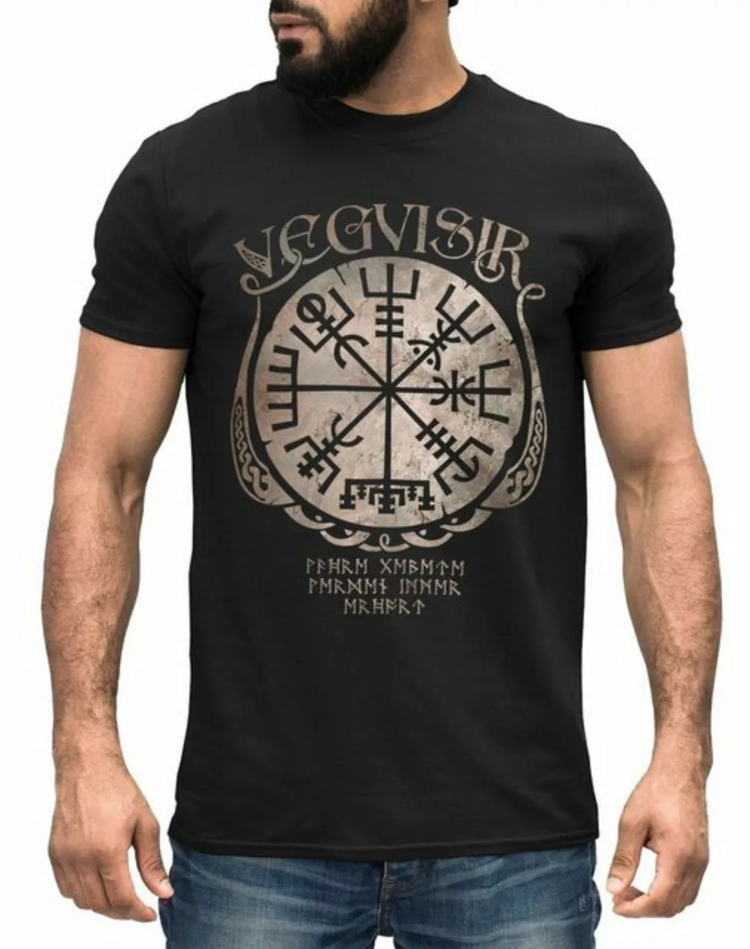 Neverless Print-Shirt Herren T-Shirt Vegvisir Runenkompass nordischer Kompa günstig online kaufen