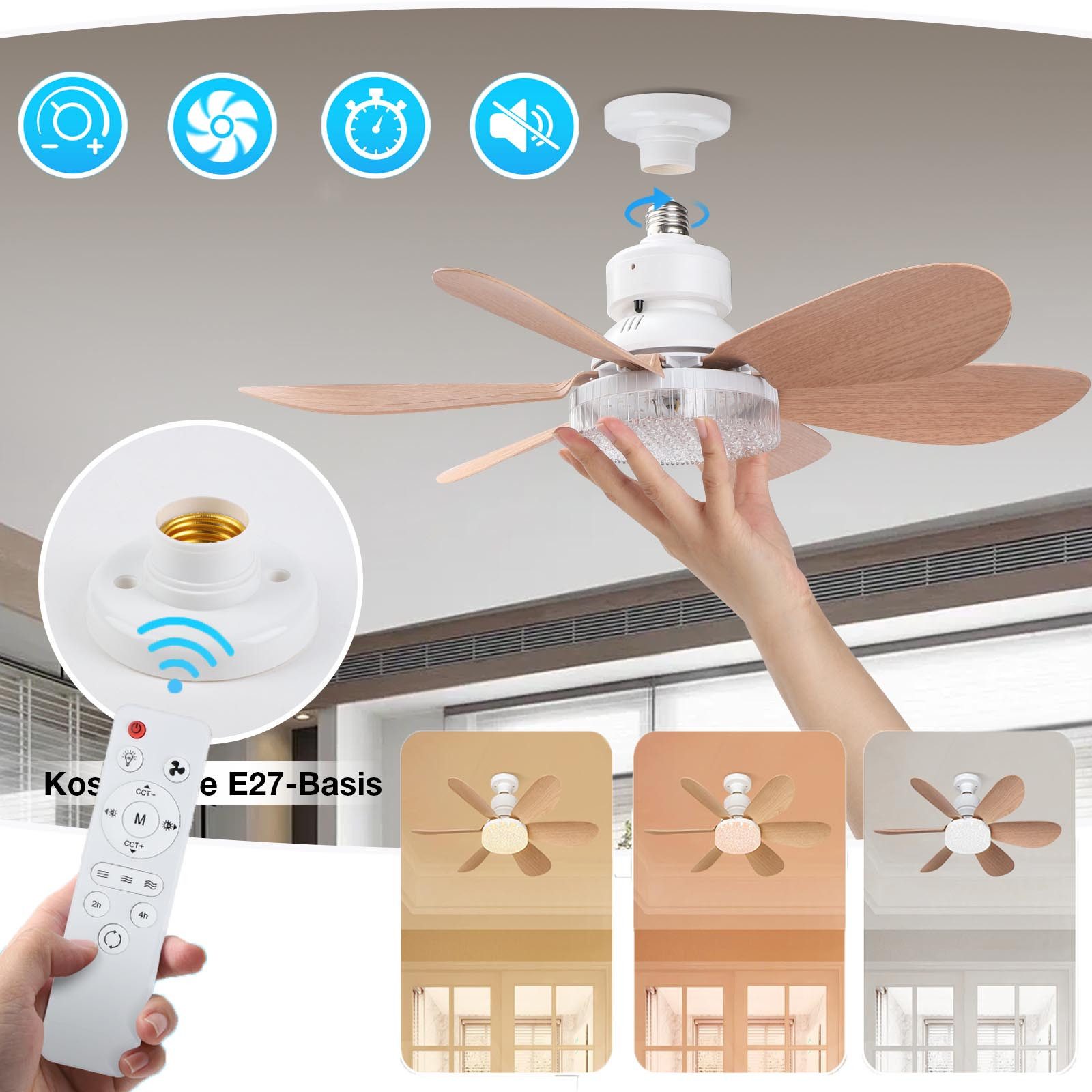 MUPOO Deckenventilator Deckenventilatoren mit Licht E27 günstig online kaufen
