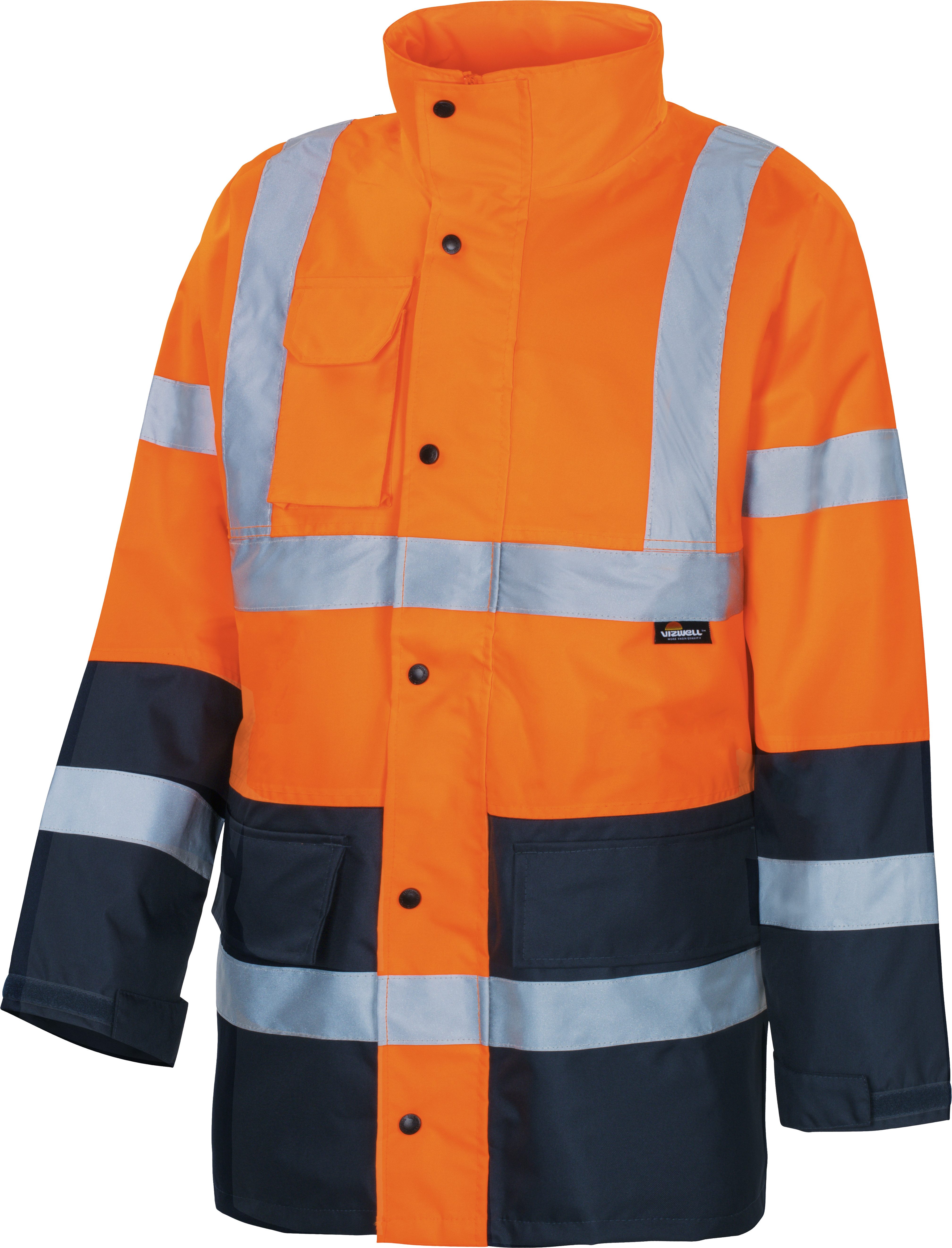 vizwell Regenjacke Warnschutz Arbeitsjacke lang warnorange günstig online kaufen