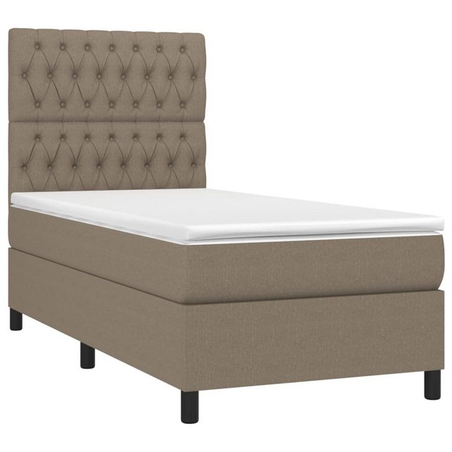 vidaXL Bett Boxspringbett mit Matratze & LED Taupe 90x190 cm Stoff günstig online kaufen