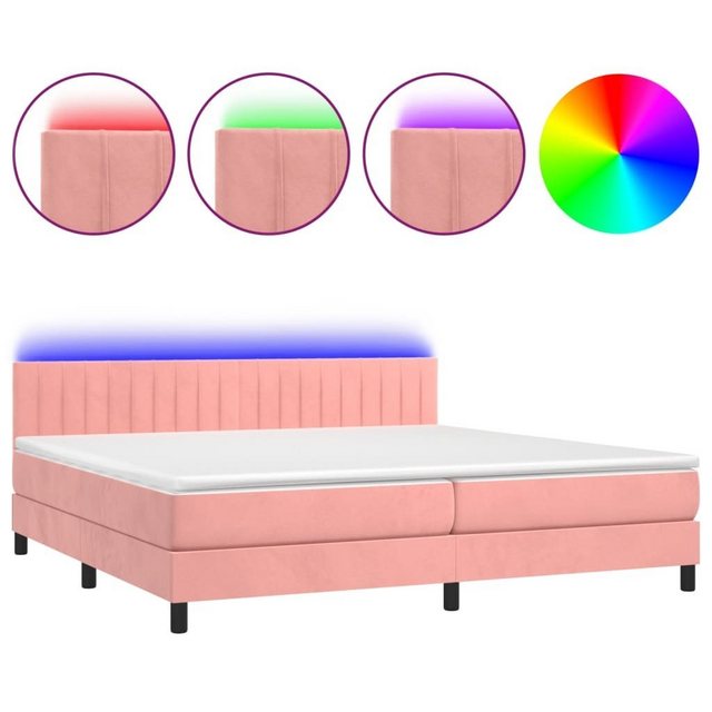 vidaXL Boxspringbett Boxspringbett mit Matratze LED Rosa 200x200 cm Samt Be günstig online kaufen