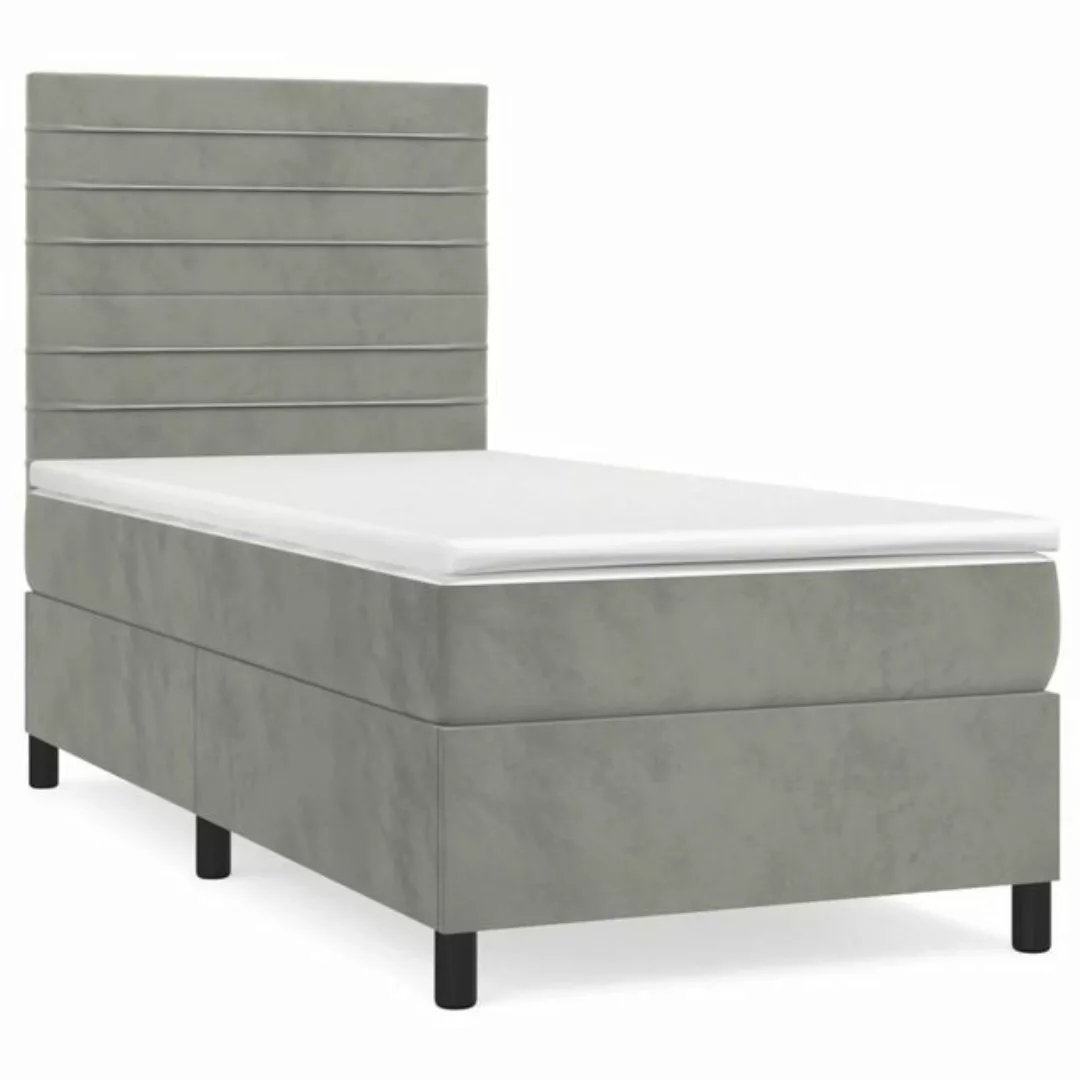 furnicato Bett Boxspringbett mit Matratze Hellgrau 80x200 cm Samt günstig online kaufen