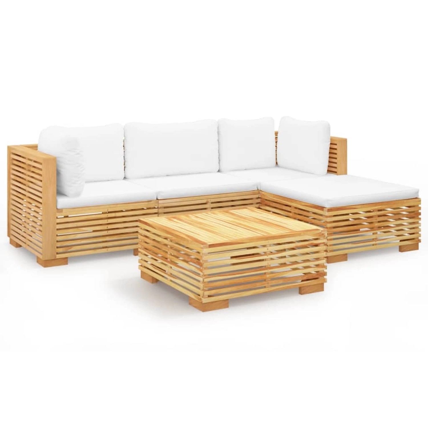 vidaXL 5-tlg Garten-Lounge-Set mit Kissen Massivholz Teak Modell 5 günstig online kaufen