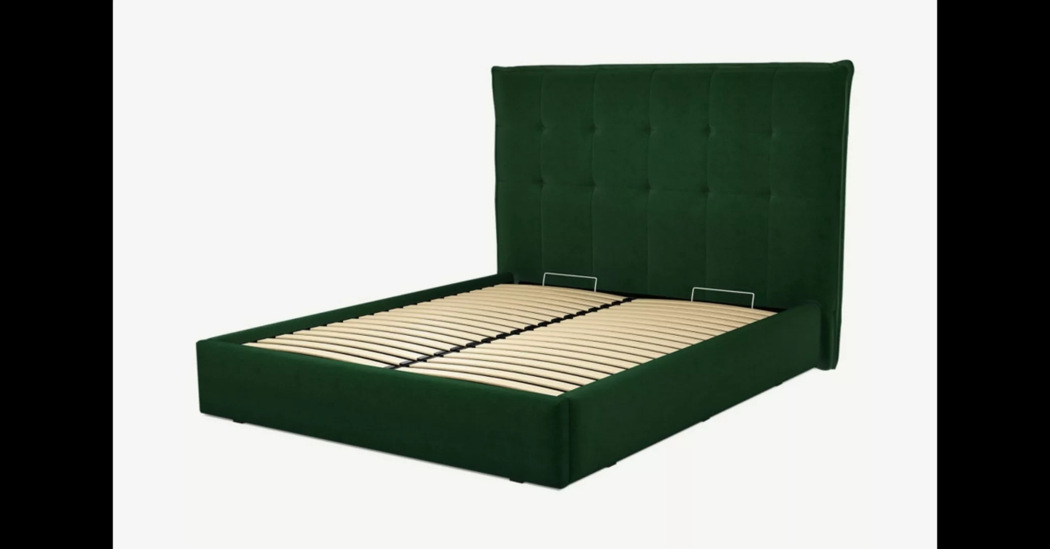 Lamas Polsterbett mit Bettkasten (160 x 200 cm), Samt in Flaschengruen - MA günstig online kaufen