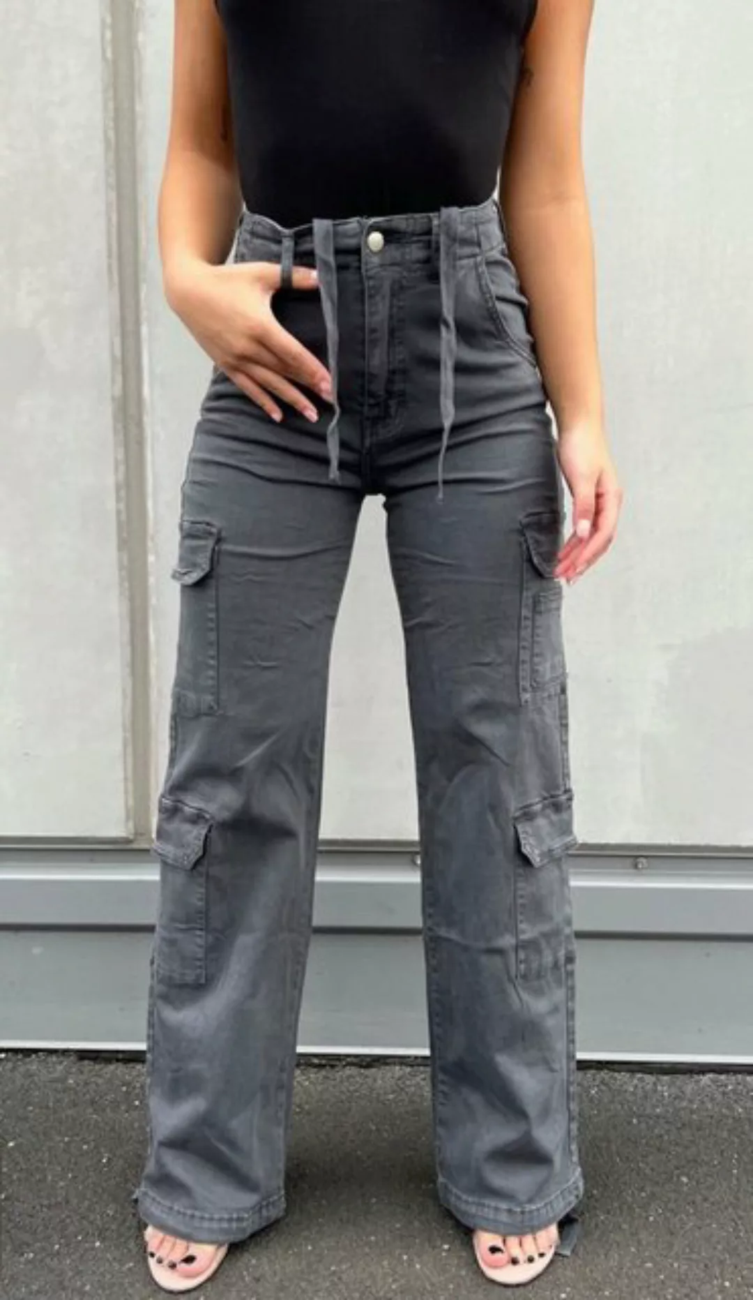 HELLO MISS Cargojeans DOUBLE POCKET WIDE CARGOHOSE MIT INNERE TUNNELZUG Dou günstig online kaufen