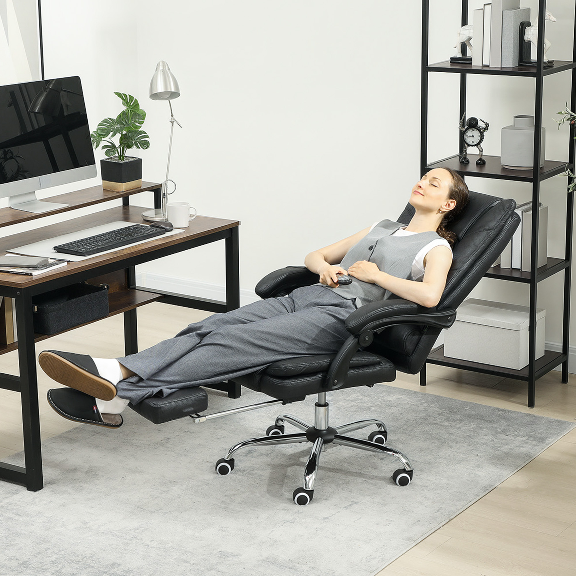 Vinsetto Bürostuhl mit Vibrationsmassage Ergonomischer Chefsessel mit Lende günstig online kaufen