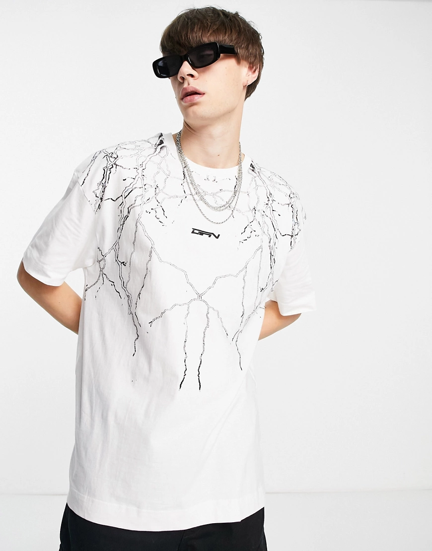 Good For Nothing – Oversize-T-Shirt in gebrochenem Weiß mit Blitz-Print günstig online kaufen
