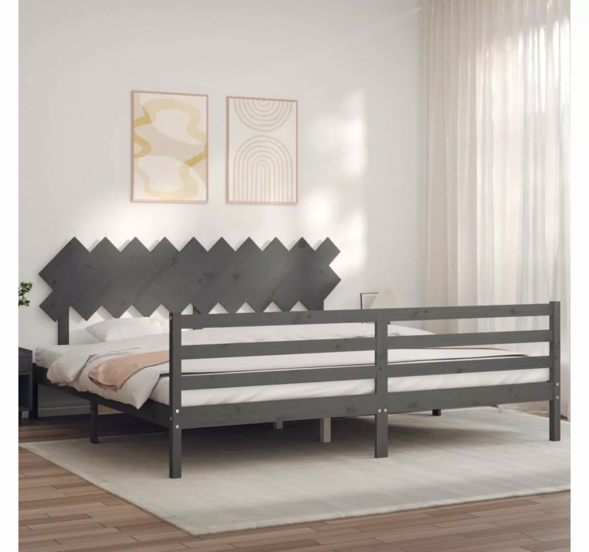 vidaXL Bett Massivholzbett mit Kopfteil Schwarz 200x200 cm günstig online kaufen