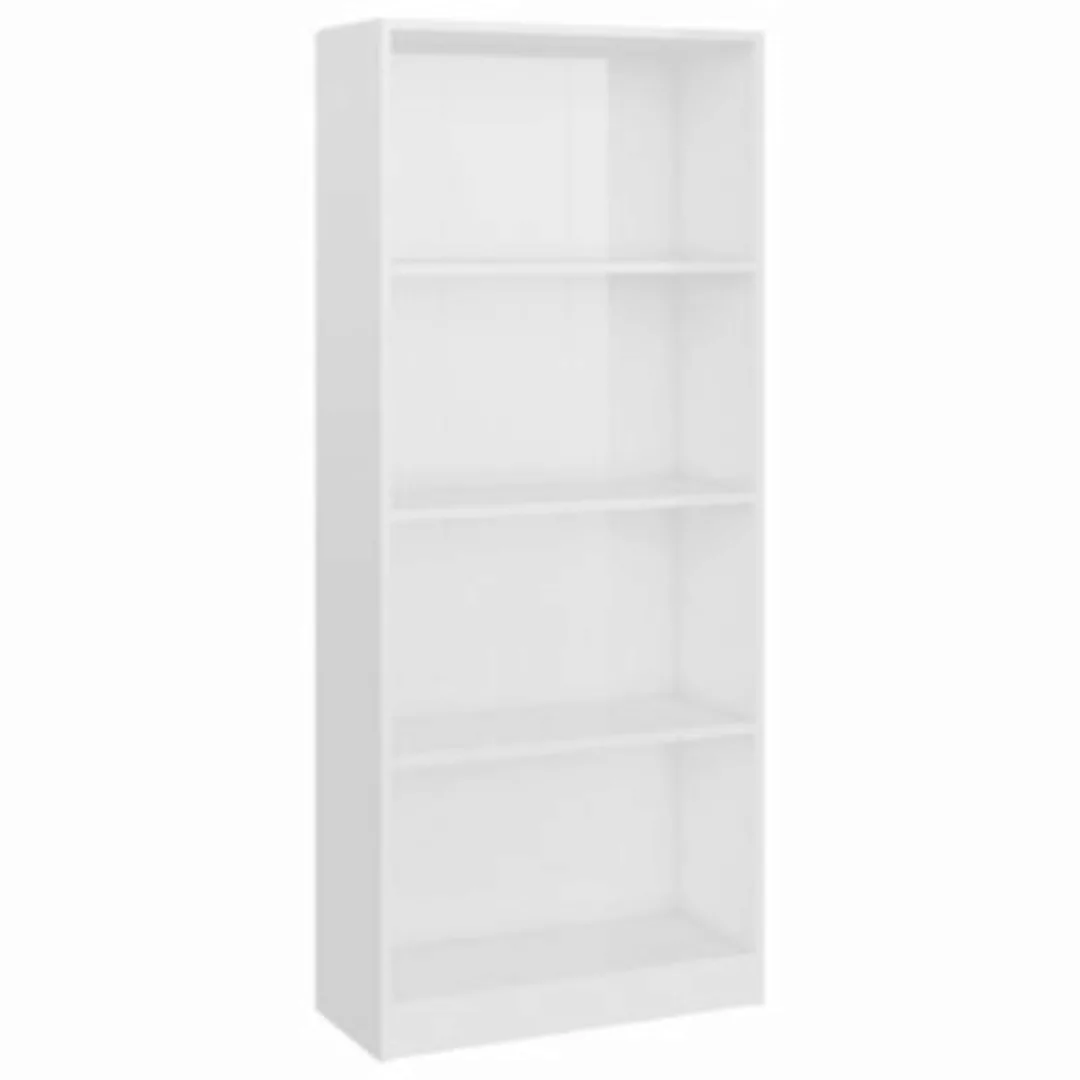 Bücherregal 4 Fächer Hochglanz-weiß 60 X 24 X 142 Cm Spanplatte günstig online kaufen