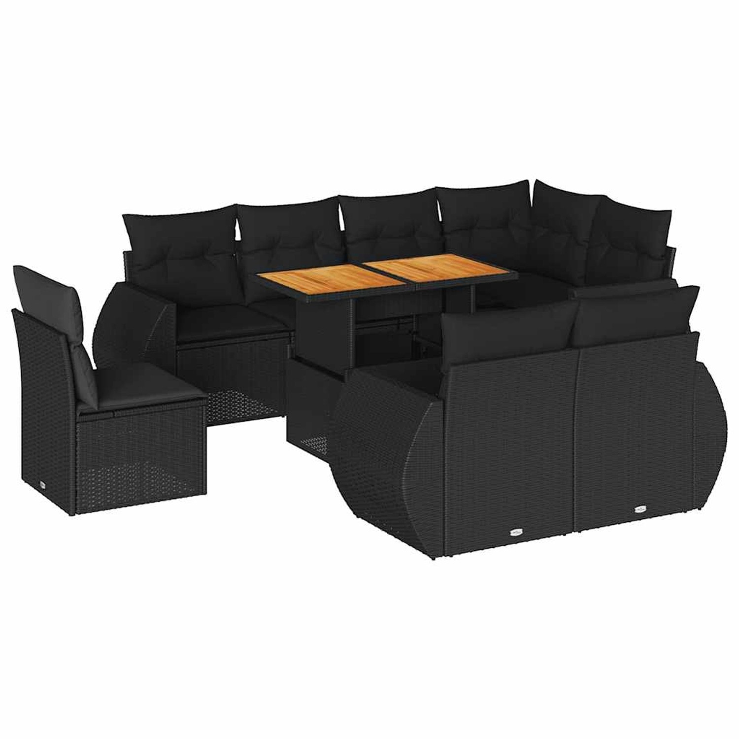 vidaXL 9-Tlg Garten-Sofagarnitur mit Kissen Schwarz Poly Rattan 3327275 günstig online kaufen