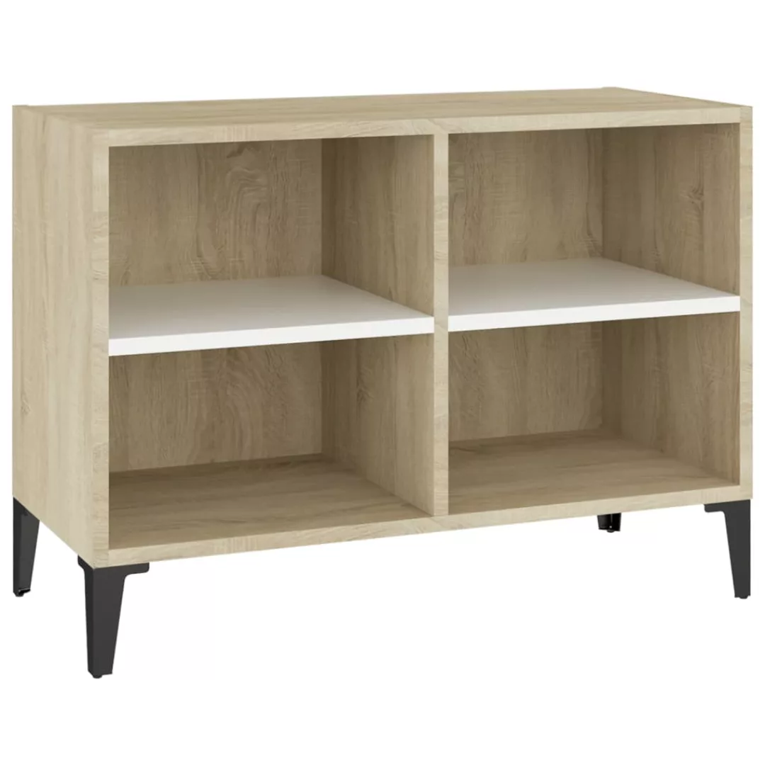 Tv-schrank Mit Metallbeinen Weiß Sonoma-eiche 69,5x30x50cm günstig online kaufen