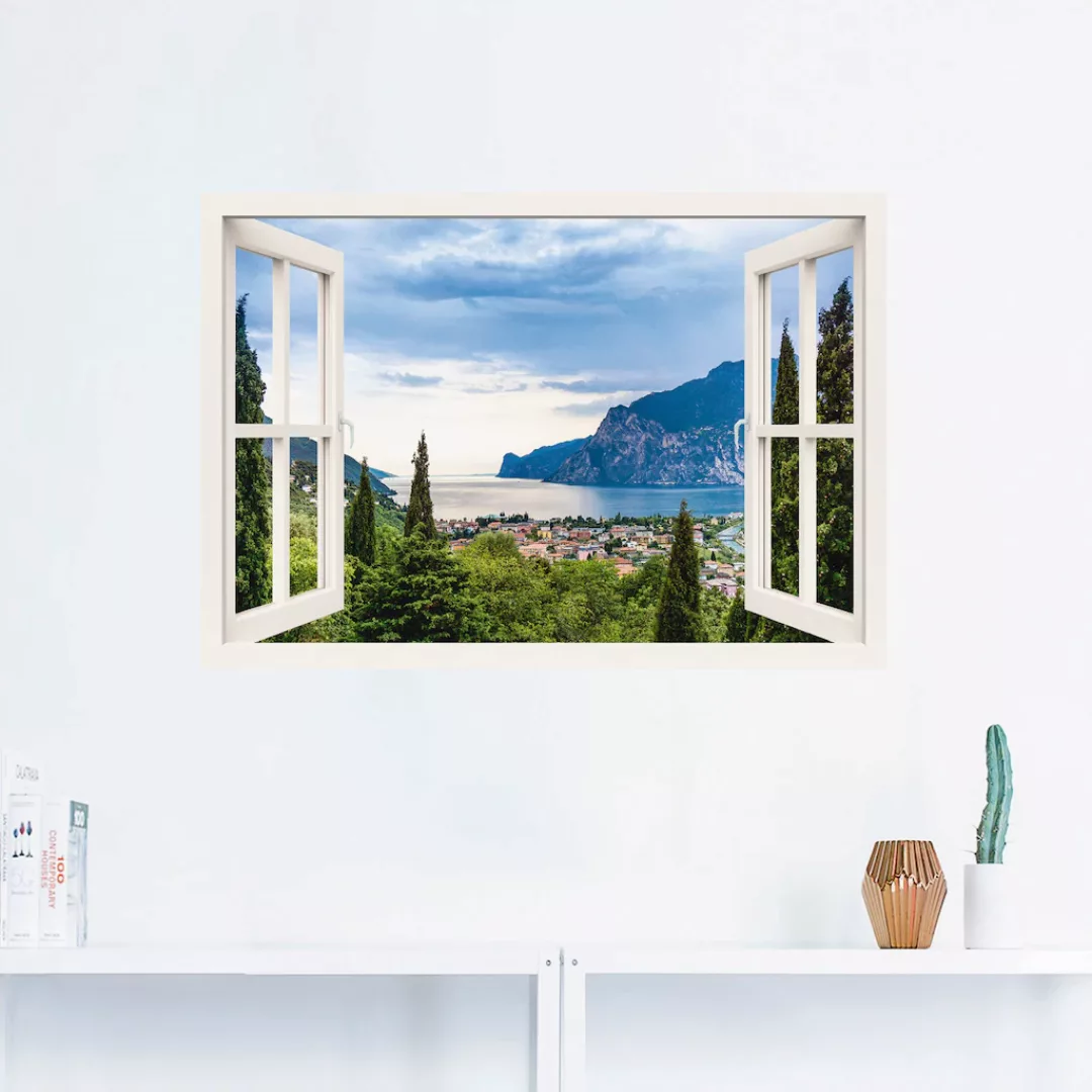 Artland Wandbild »Gardasee durchs weiße Fenster«, Seebilder, (1 St.), als A günstig online kaufen