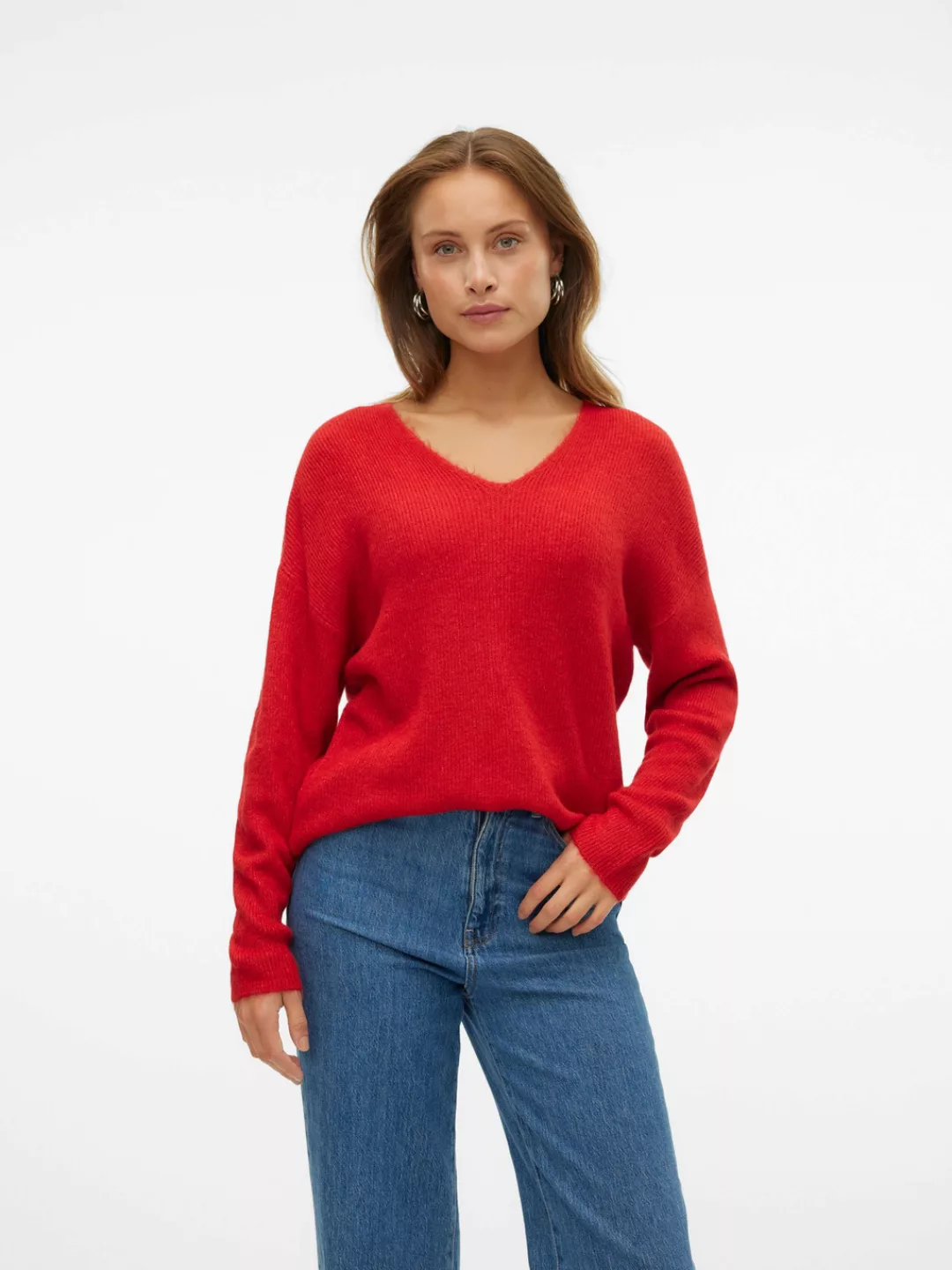 Vero Moda V-Ausschnitt-Pullover VMCREWLEFILE LS V-NECK BLOUSE NOOS günstig online kaufen