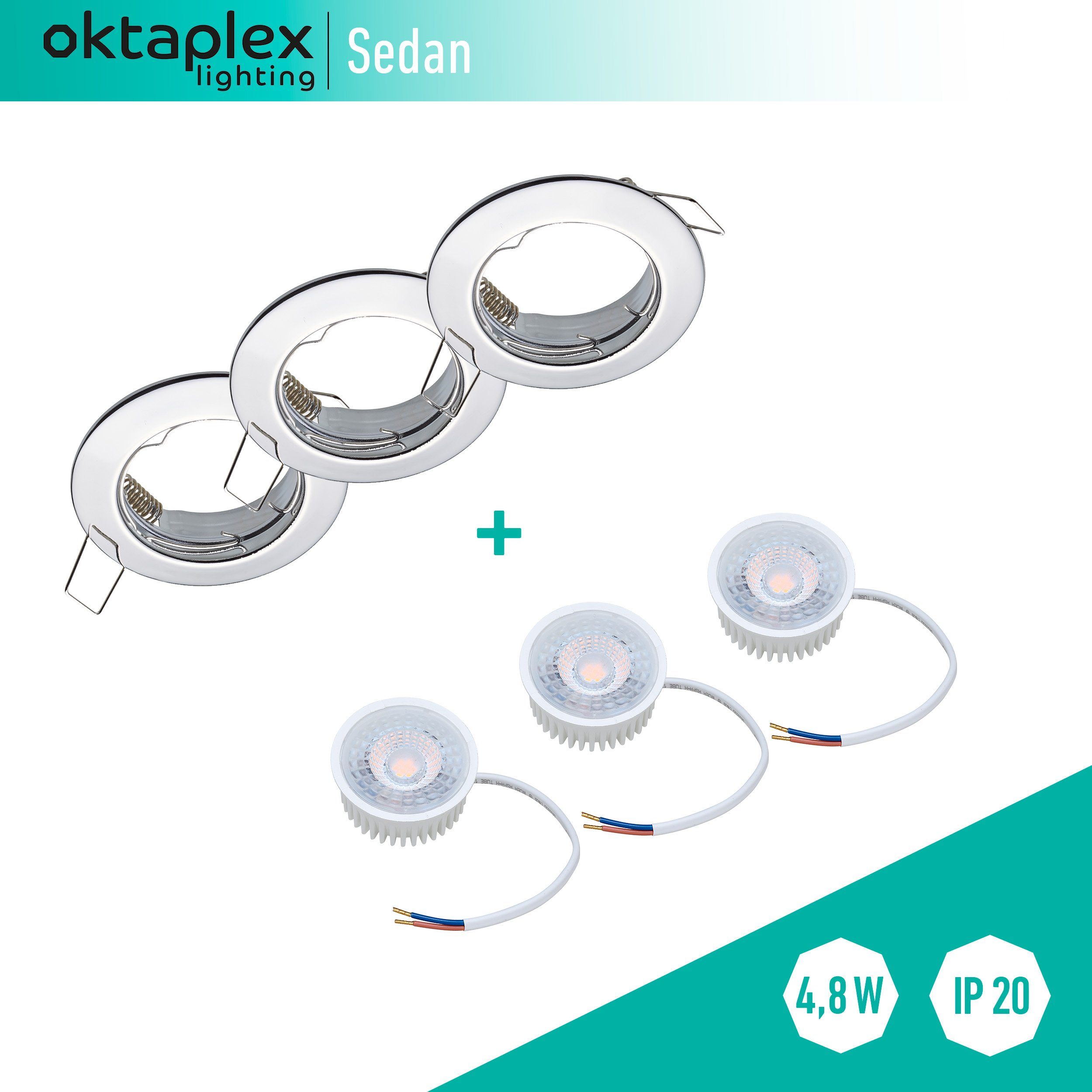 Oktaplex lighting LED Einbaustrahler 3 Stück günstig online kaufen