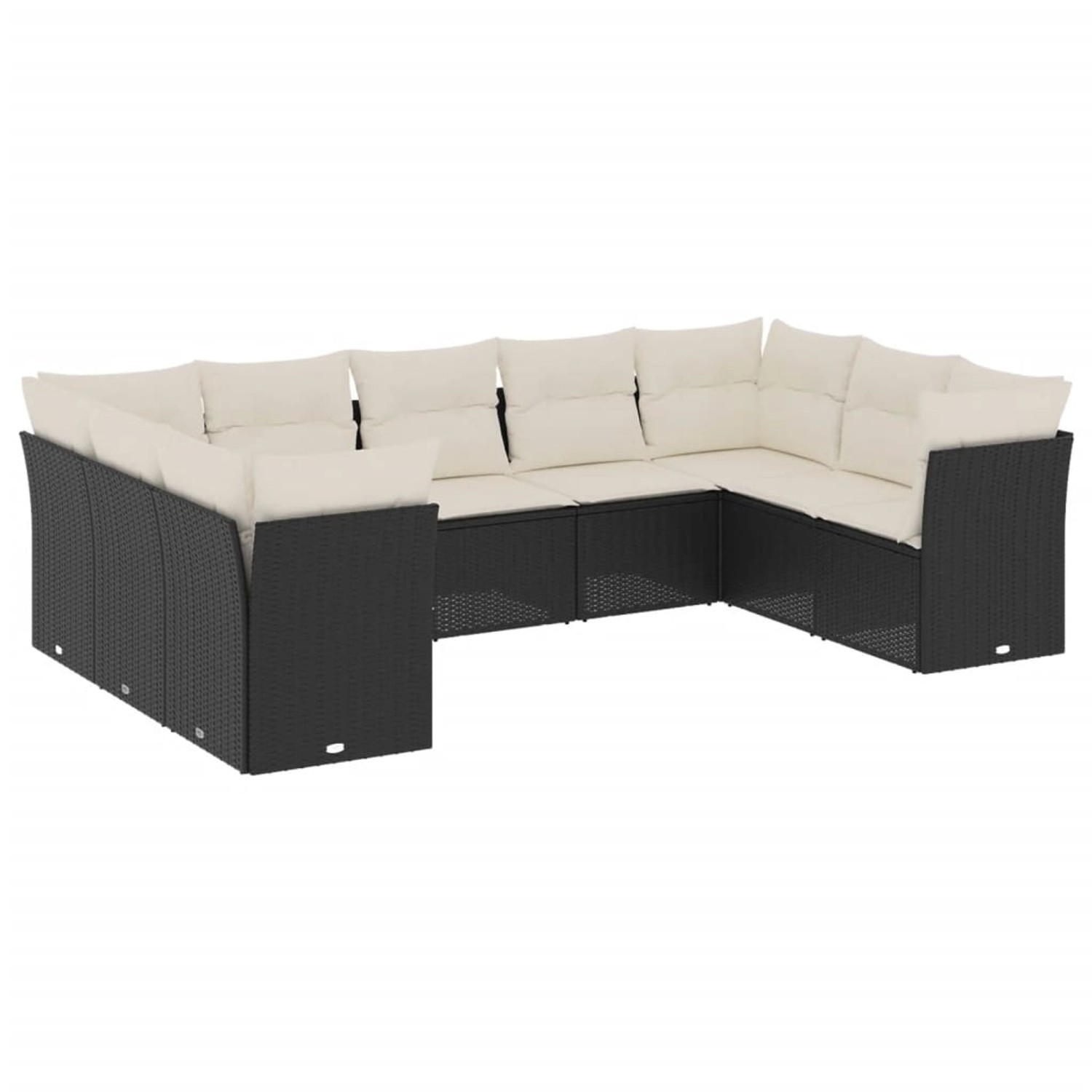 vidaXL 9-Tlg Garten-Sofagarnitur mit Kissen Schwarz Poly Rattan 3249965 günstig online kaufen