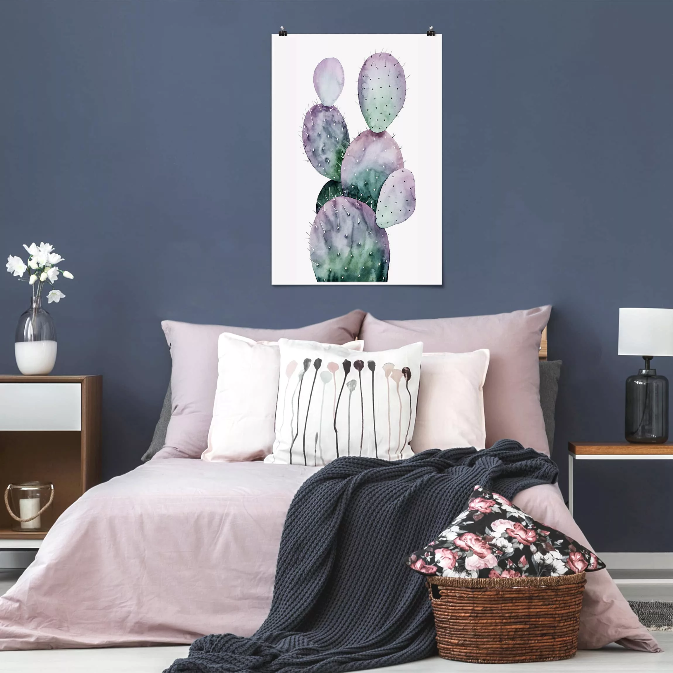 Poster Blumen - Hochformat Kaktus in Lila II günstig online kaufen