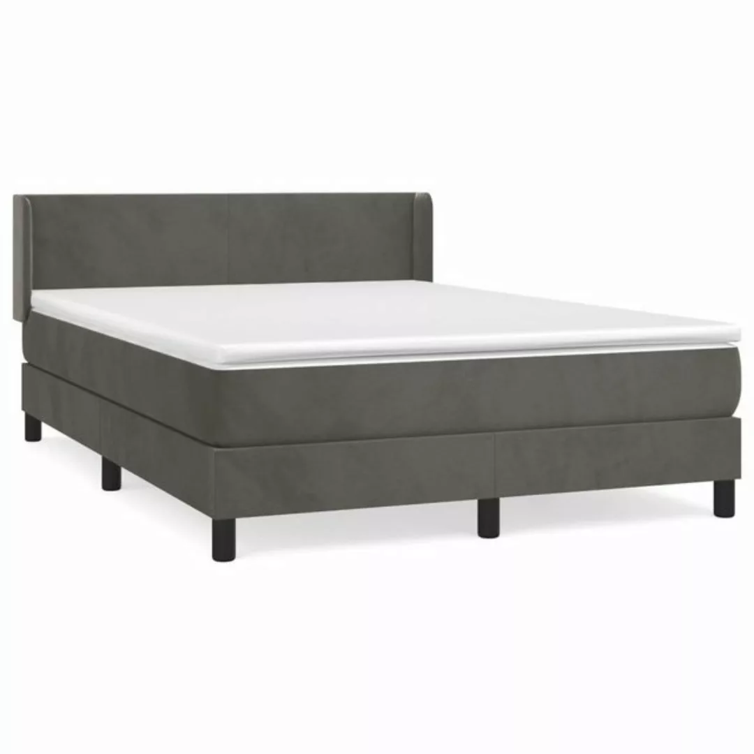 furnicato Bett Boxspringbett mit Matratze Dunkelgrau 140x190 cm Samt günstig online kaufen