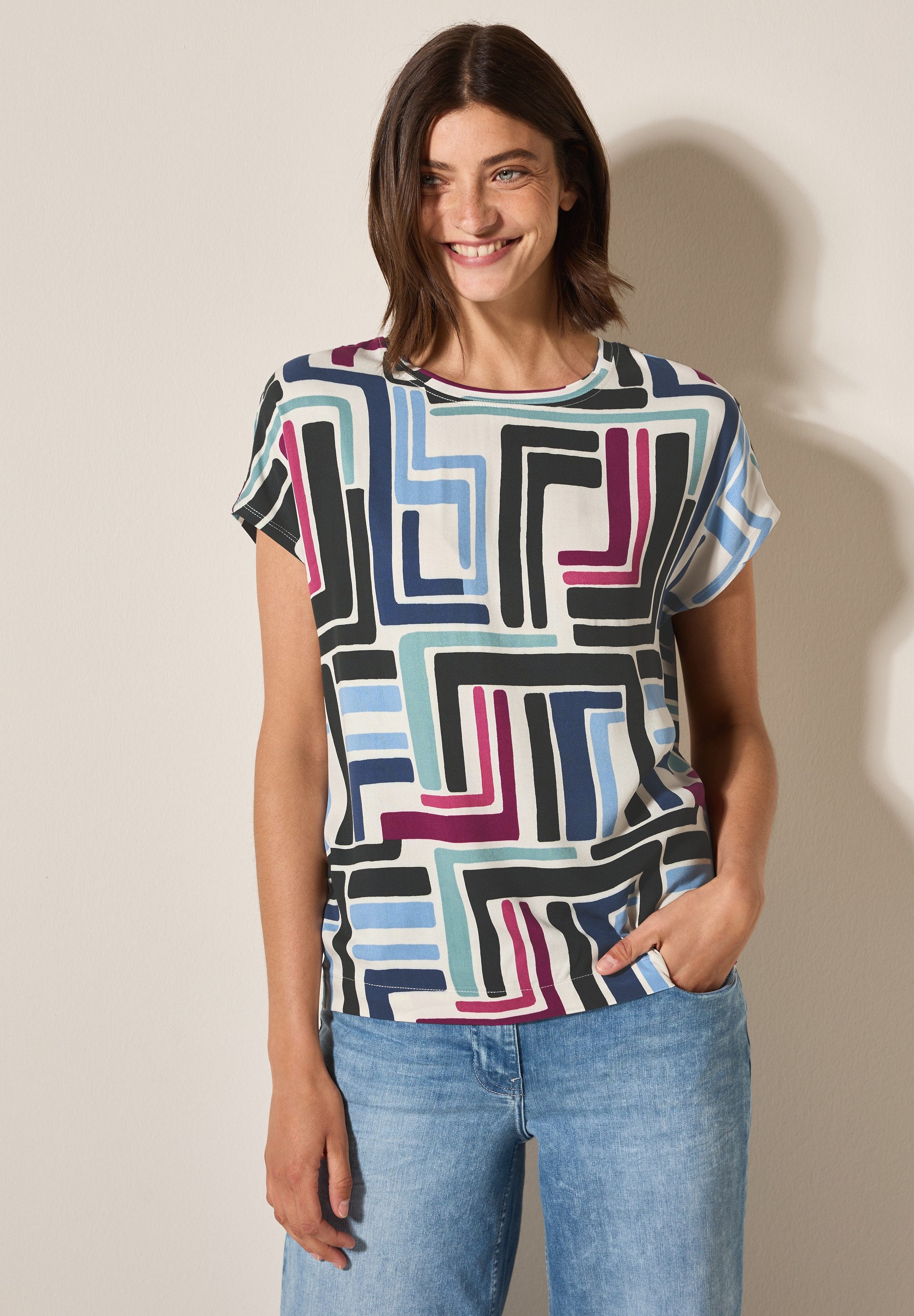 Cecil T-Shirt, aus softem Materialmix günstig online kaufen