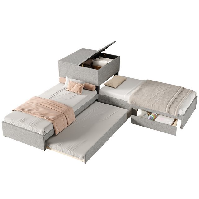 Gotagee Polsterbett Eckbett 90x200cm Einzelbett mit Ausziehbett Funktionsbe günstig online kaufen