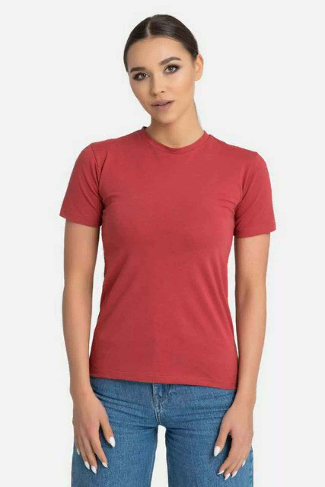 Evoni T-Shirt Damen Basic Shirt Kurzarm Rundhals günstig online kaufen