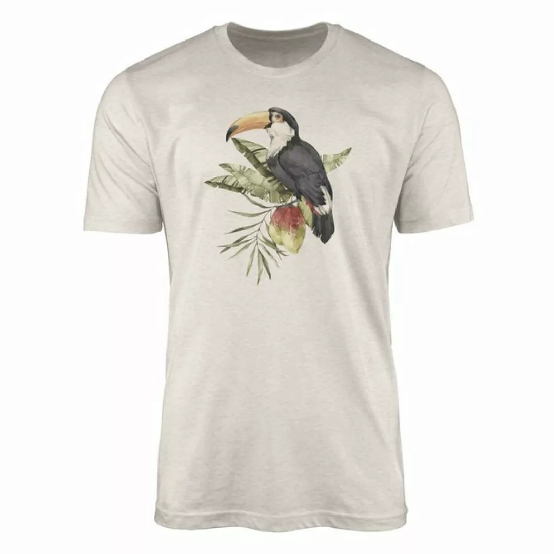 Sinus Art T-Shirt Herren Shirt Organic T-Shirt Aquarell Motiv Nashornvogel günstig online kaufen