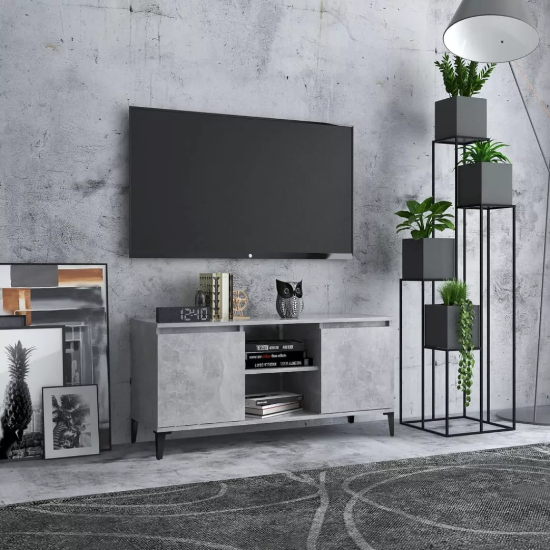 vidaXL TV-Schrank TV-Schrank mit Metallbeinen Betongrau 103,5x35x50 cm Lowb günstig online kaufen