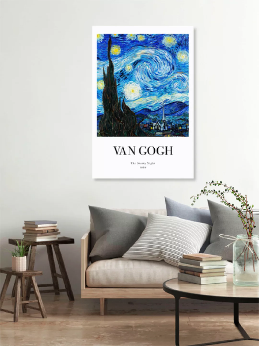 Poster / Leinwandbild - Sternennacht Von Vincent Van Gogh - Ausstellungspos günstig online kaufen