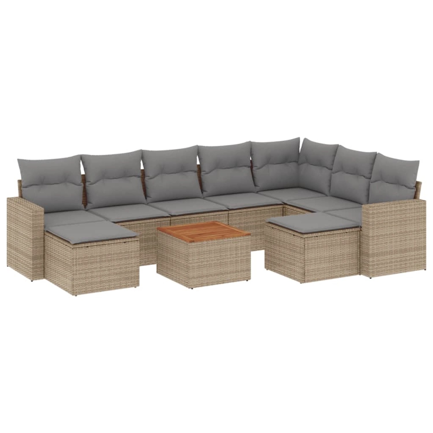 vidaXL 10-Tlg Garten-Sofagarnitur mit Kissen Beige Poly Rattan 3256738 günstig online kaufen