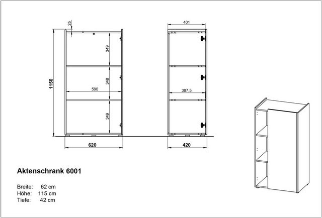 KADIMA DESIGN Aktenschrank Kratzfester Büroschrank mit Fächernin, 62x42x115 günstig online kaufen