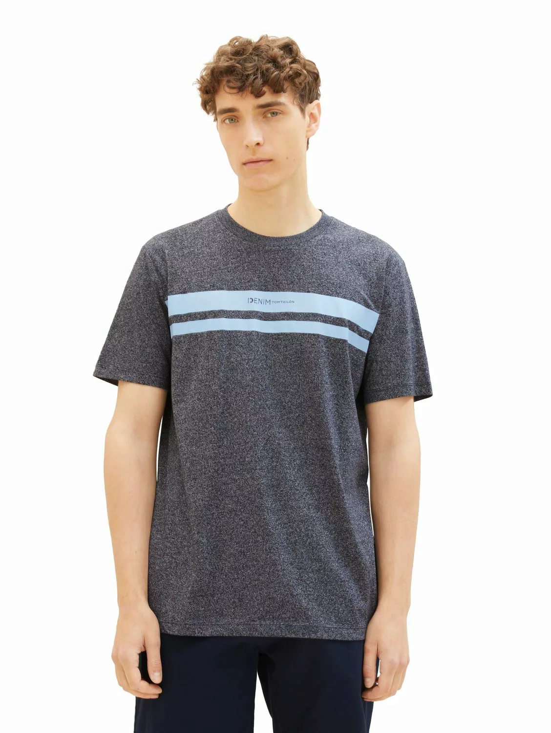 Tom Tailor Denim Herren T-Shirt DOUBLE STRIPE - Regular Fit günstig online kaufen