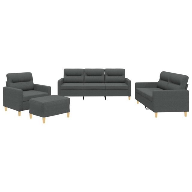 vidaXL Sofa 4-tlg. Sofagarnitur mit Kissen Dunkelgrau Stoff günstig online kaufen