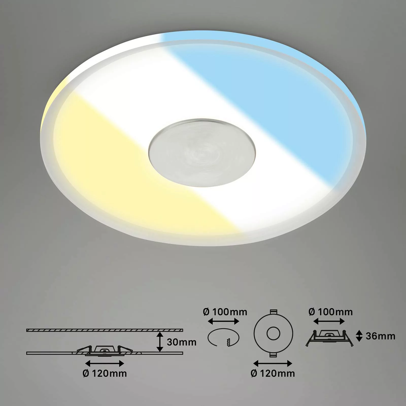 LED-Deckeneinbauleuchte 748 IP44 CCT Switch Ø 12cm günstig online kaufen