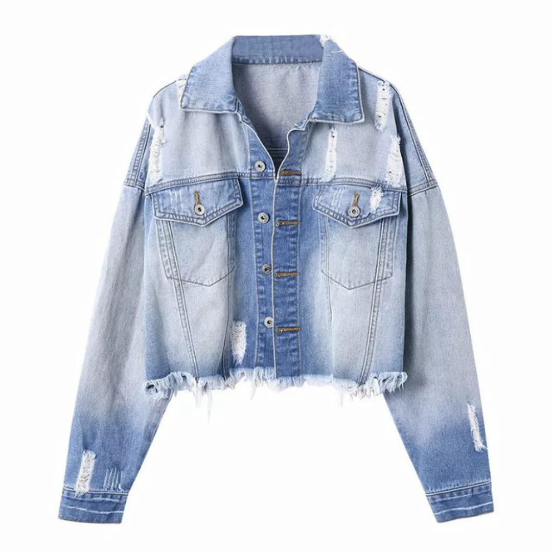 AFAZ New Trading UG Kurzmantel Modische einreihige blaue Jeansjacke für Dam günstig online kaufen