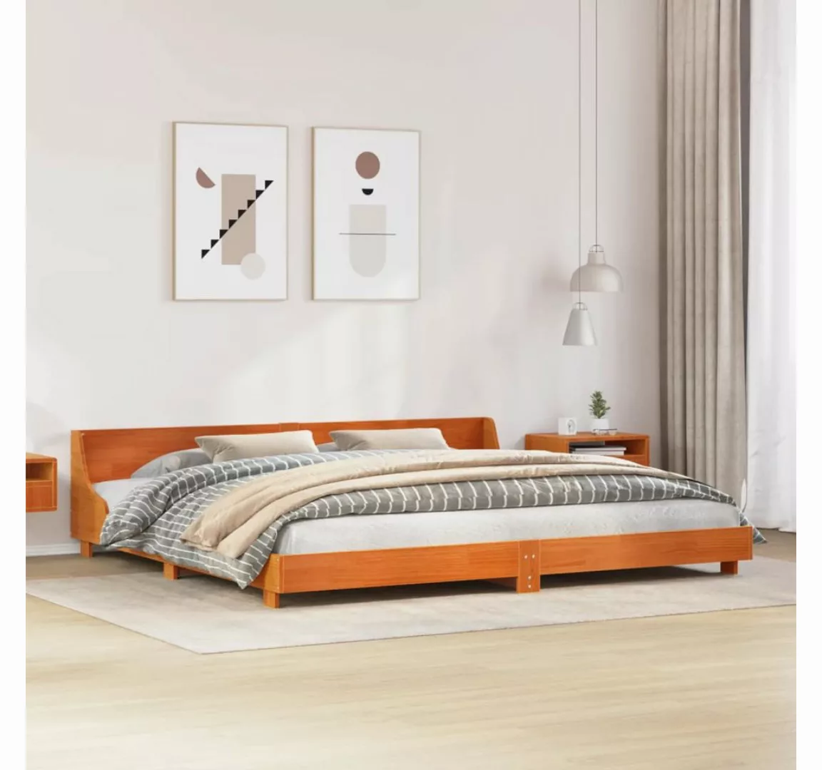 vidaXL Bett, Massivholzbett ohne Matratze Wachsbraun 180x200 Kiefernholz günstig online kaufen