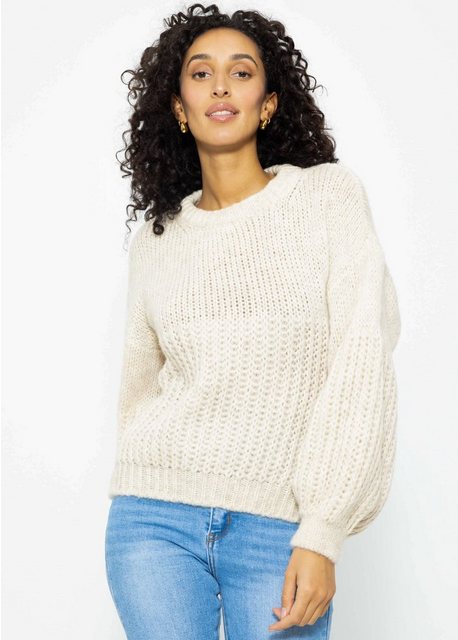 SASSYCLASSY Strickpullover Oversize Pullover mit Struktur Lässiger Grobstri günstig online kaufen