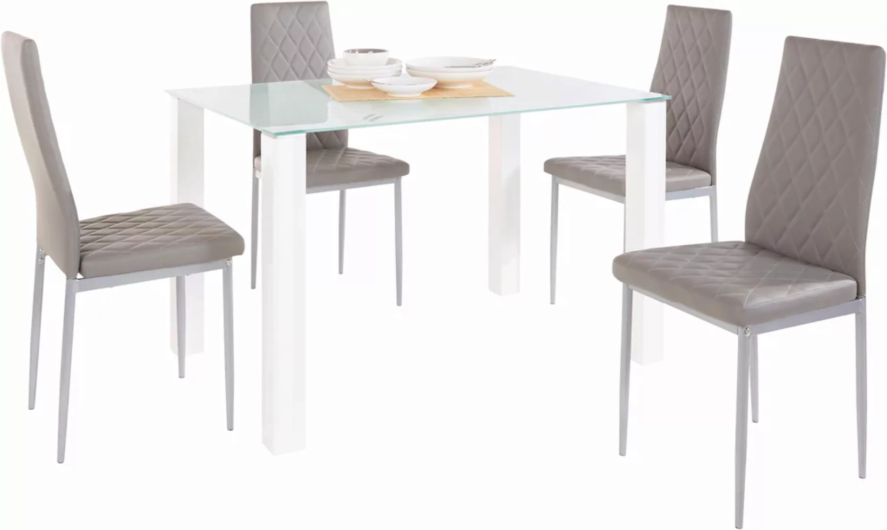 INOSIGN Essgruppe, (Set, 5 tlg.), mit Glastisch, Breite 120 cm günstig online kaufen